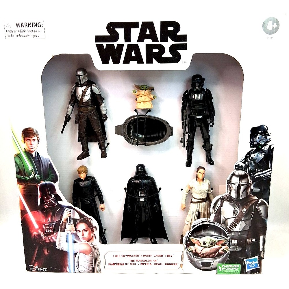 Star Wars Action 6" Figure 6-Pack The Mandalorian Grogu Darth Vader Disney NEW